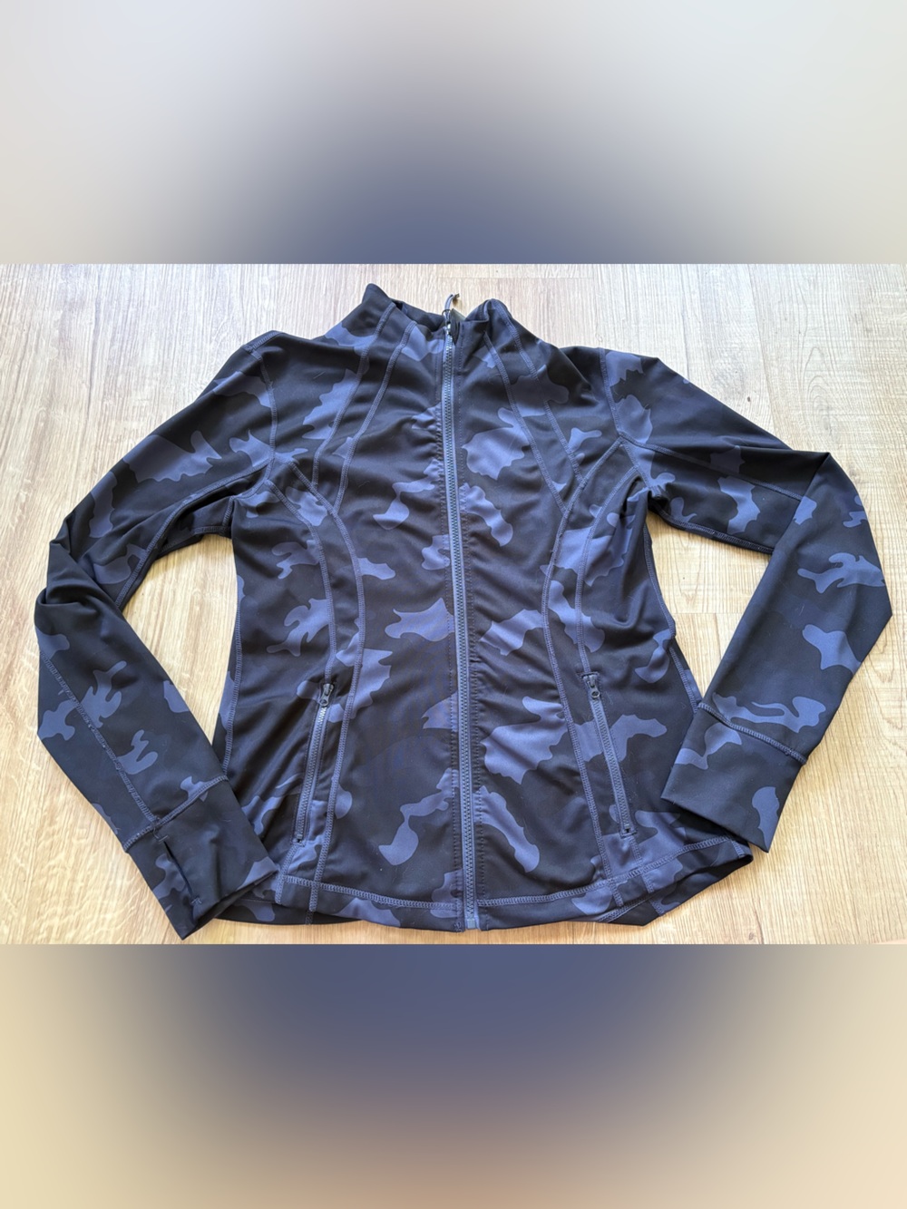 Yogalicious Lux Women's Blue Camo Zip-Front Active Jacket Sz large